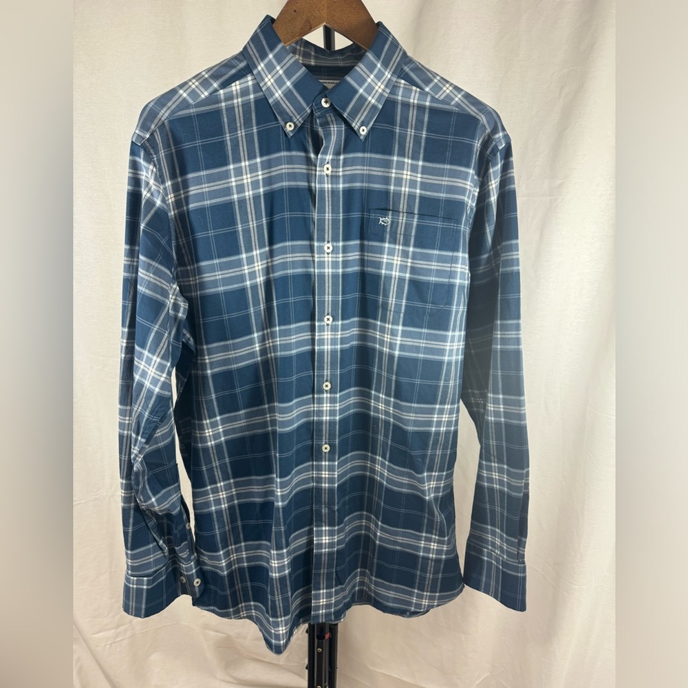 Blue Check Southern Tide Button Down Shirt Size M